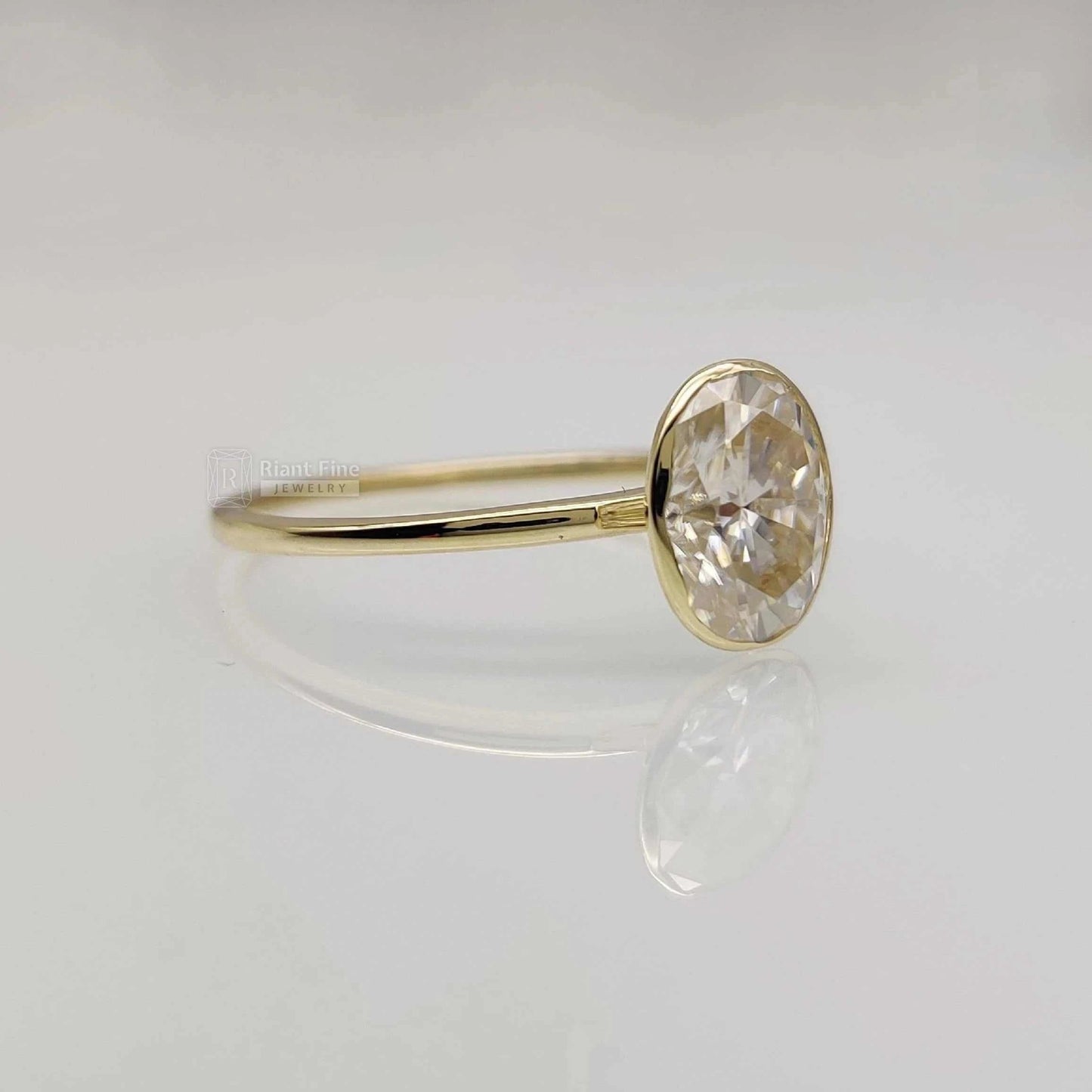 2 Ct Oval Cut Lab Grown Diamond Ring | 14K Gold - Riant Fine Jewelry LLC