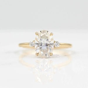 2 Ct Oval Cut Lab Grown Diamond Three Stone Ring