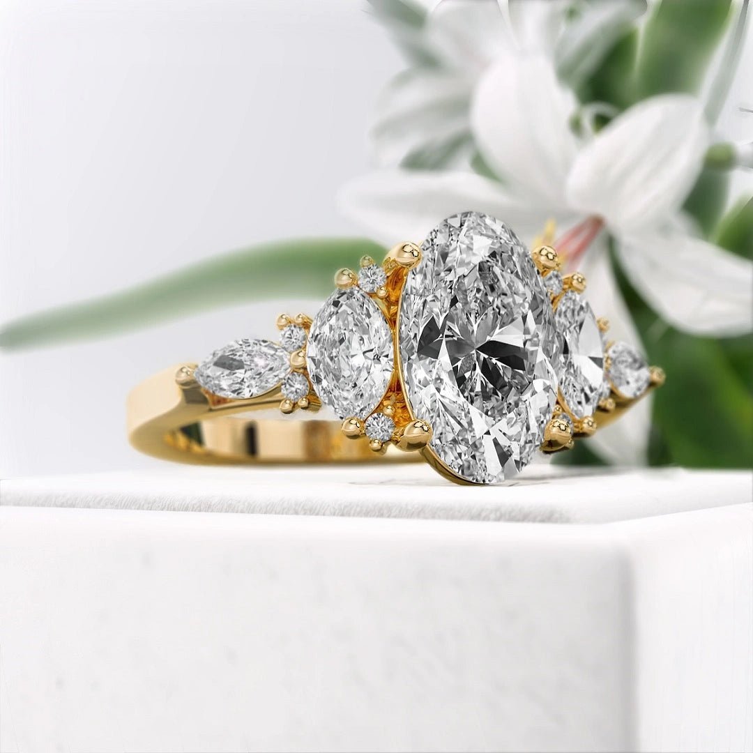 2 Ct Oval Diamond Engagement Ring n 14K Solid Gold - Riant Fine Jewelry