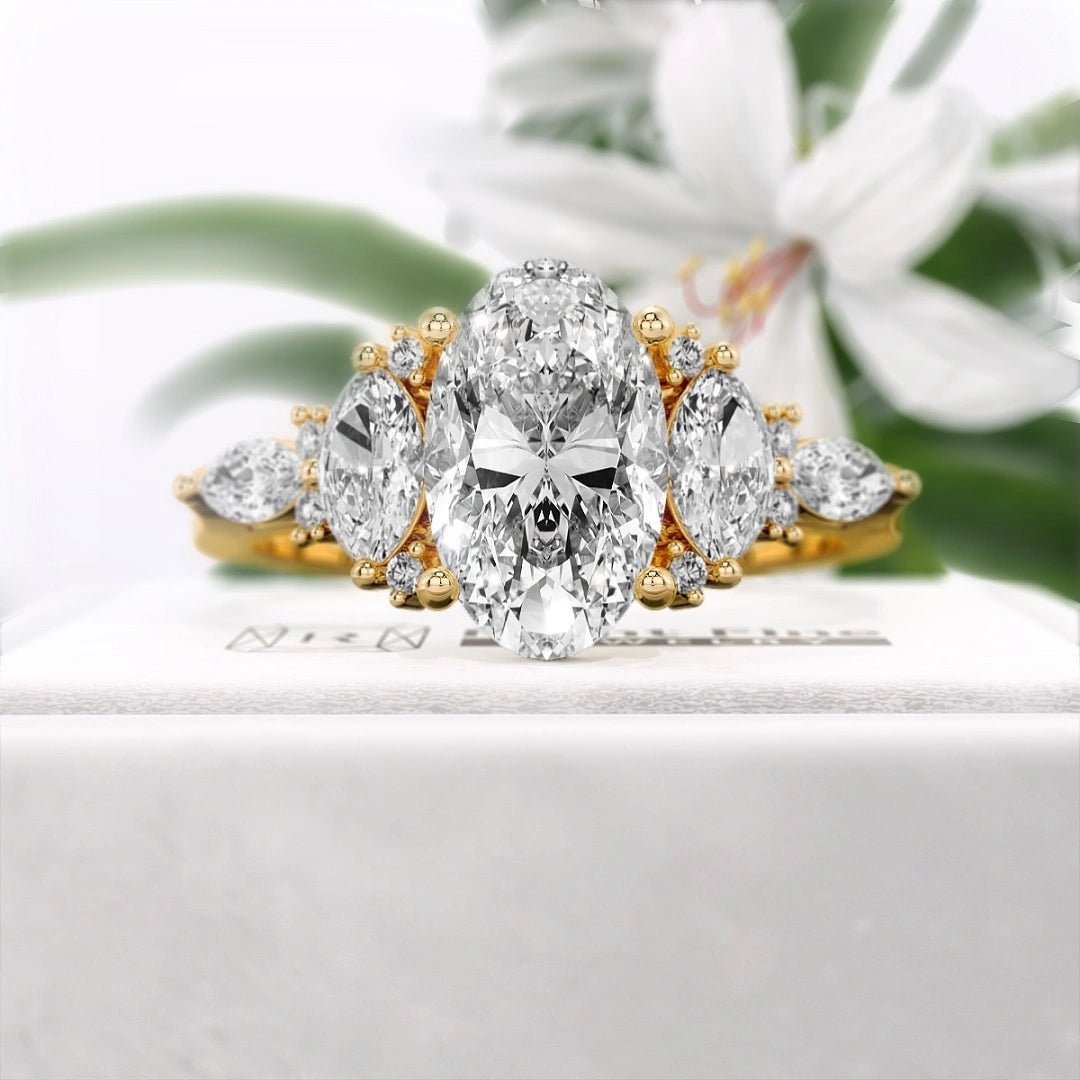 2 Ct Oval Diamond Engagement Ring n 14K Solid Gold - Riant Fine Jewelry