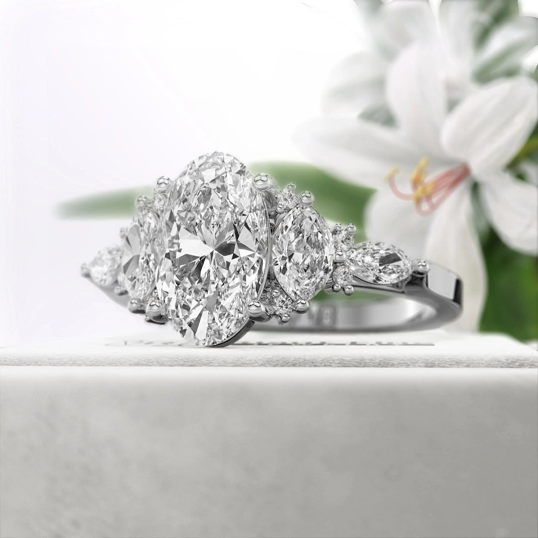 2 Ct Oval Diamond Engagement Ring n 14K Solid Gold - Riant Fine Jewelry