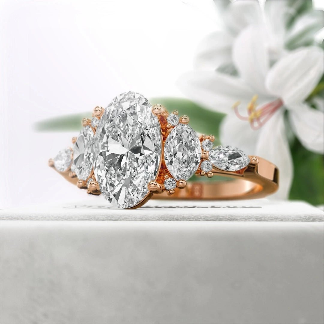 2 Ct Oval Diamond Engagement Ring n 14K Solid Gold - Riant Fine Jewelry