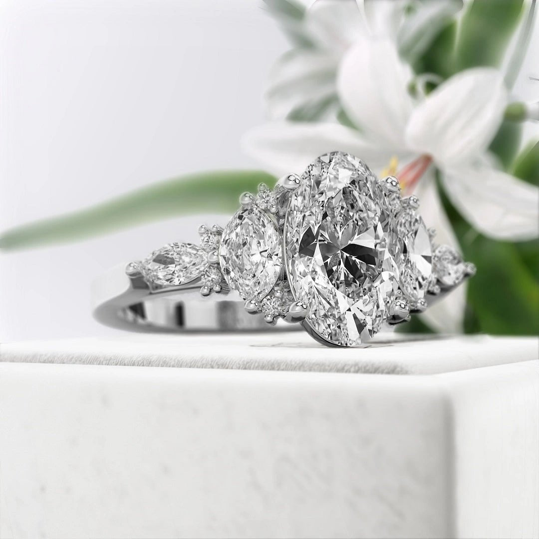 2 Ct Oval Diamond Engagement Ring n 14K Solid Gold - Riant Fine Jewelry