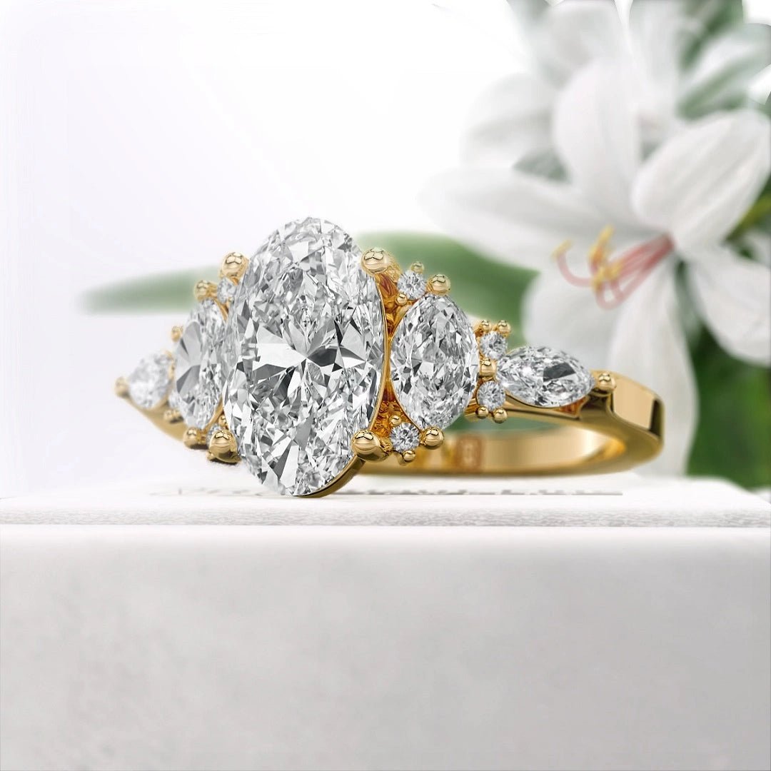 2 Ct Oval Diamond Engagement Ring n 14K Solid Gold - Riant Fine Jewelry