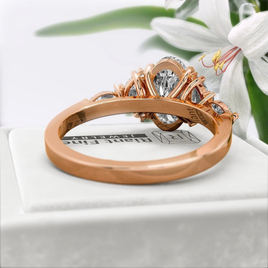 2 Ct Oval Diamond Engagement Ring n 14K Solid Gold - Riant Fine Jewelry