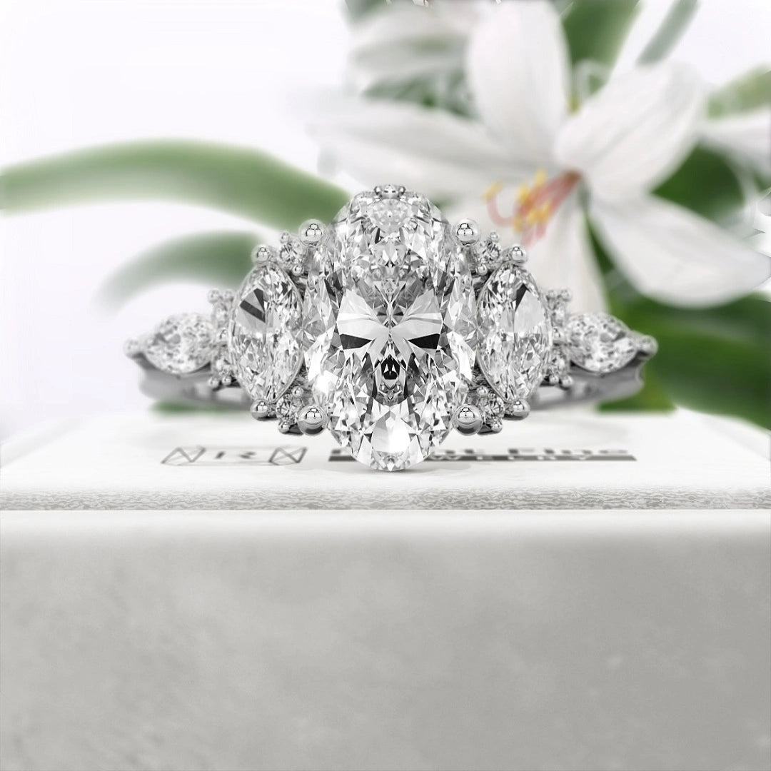 2 Ct Oval Diamond Engagement Ring n 14K Solid Gold - Riant Fine Jewelry