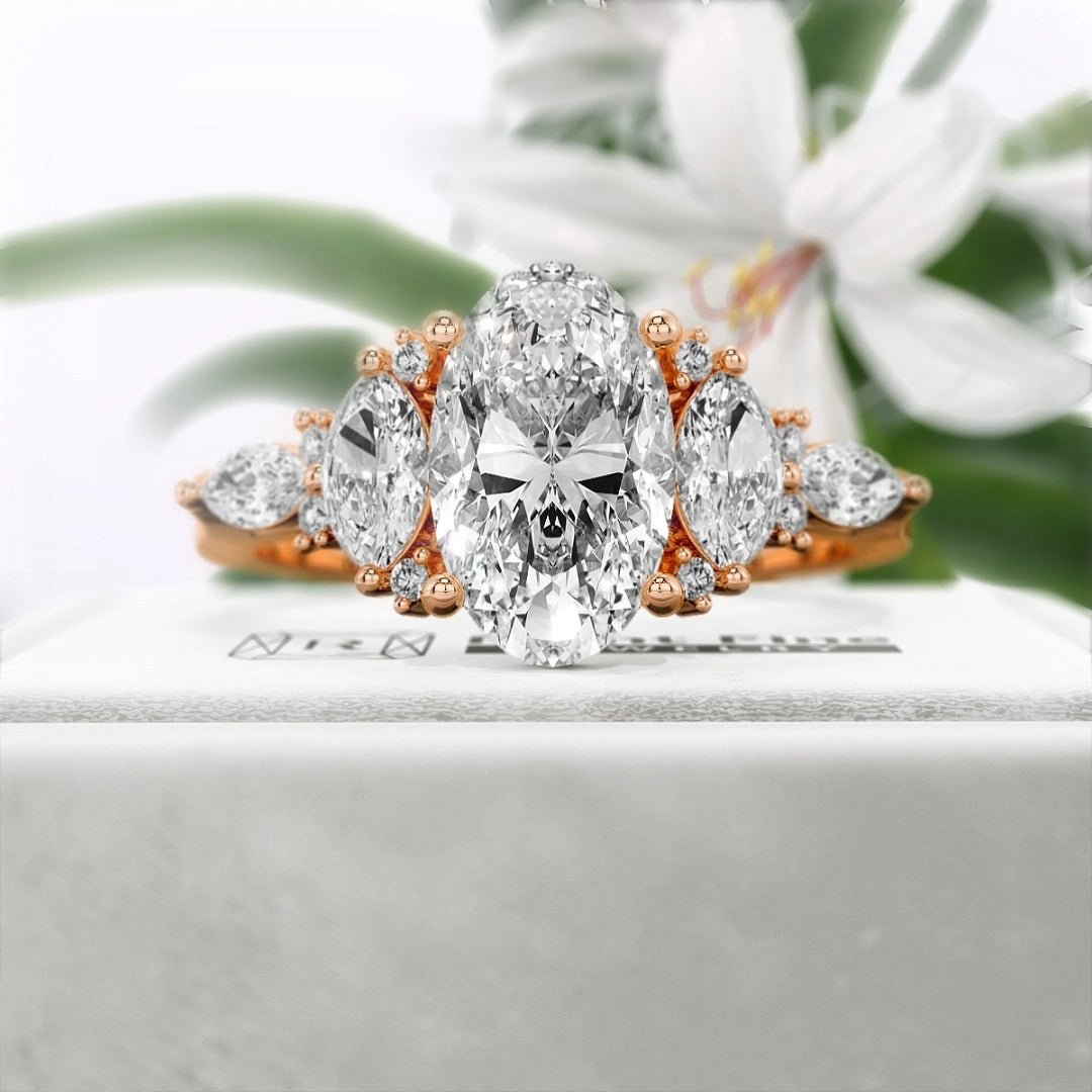 2 Ct Oval Diamond Engagement Ring n 14K Solid Gold - Riant Fine Jewelry