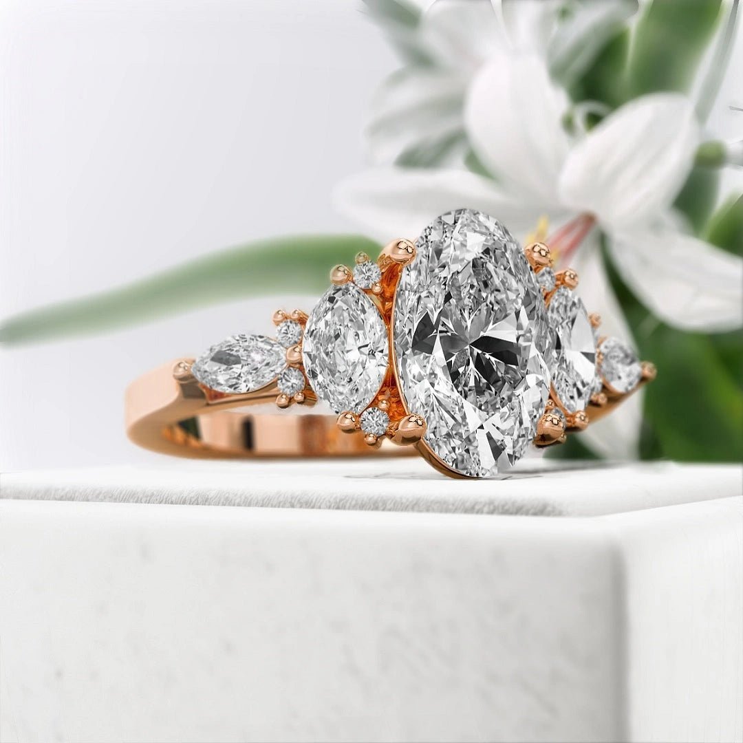 2 Ct Oval Diamond Engagement Ring n 14K Solid Gold - Riant Fine Jewelry