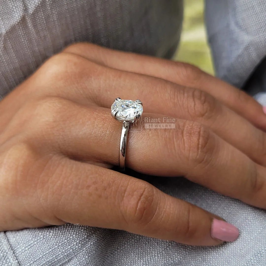 2 Ct Oval Diamond Solitaire Engagement Ring In Gold - Riant Fine Jewelry