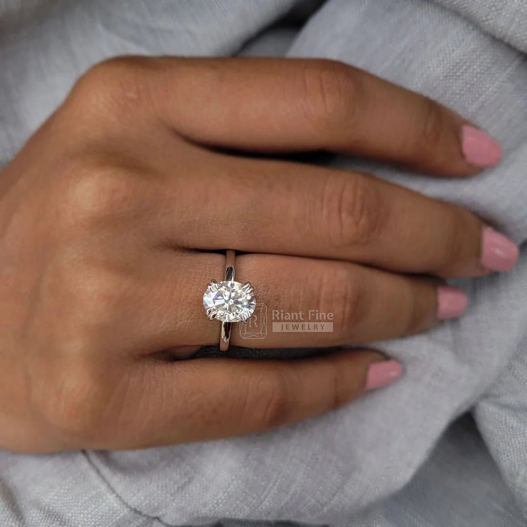 2 Ct Oval Diamond Solitaire Engagement Ring In Gold - Riant Fine Jewelry