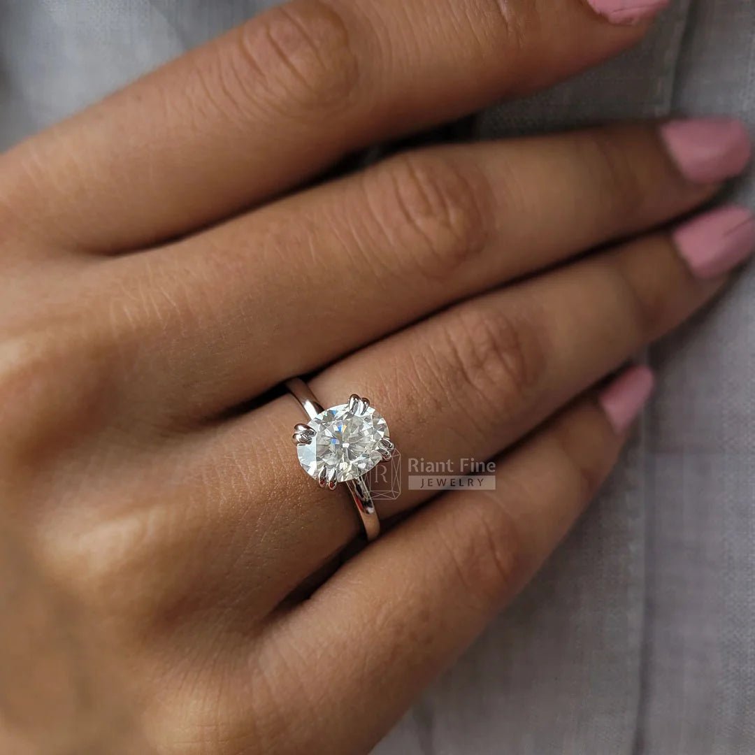 2 Ct Oval Diamond Solitaire Engagement Ring In Gold - Riant Fine Jewelry