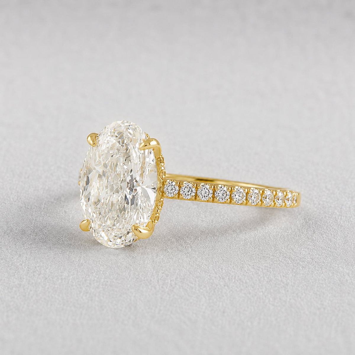 2 Ct Oval Lab Grown Diamond Hidden Halo Engagement Ring in 14K Yellow Gold - Riant Fine Jewelry LLC