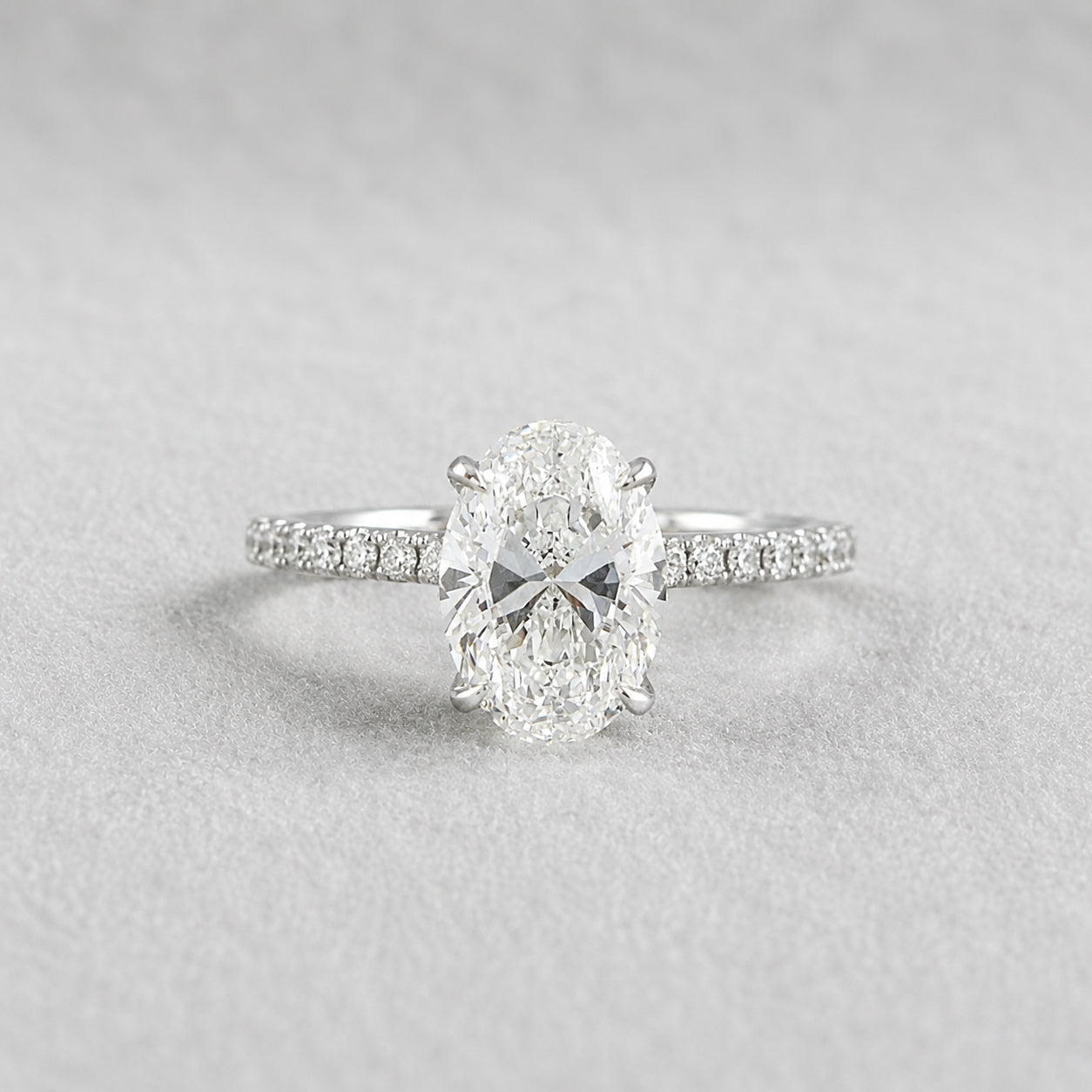 2 Ct Oval Lab Grown Diamond Hidden Halo Engagement Ring in 14K Yellow Gold - Riant Fine Jewelry LLC