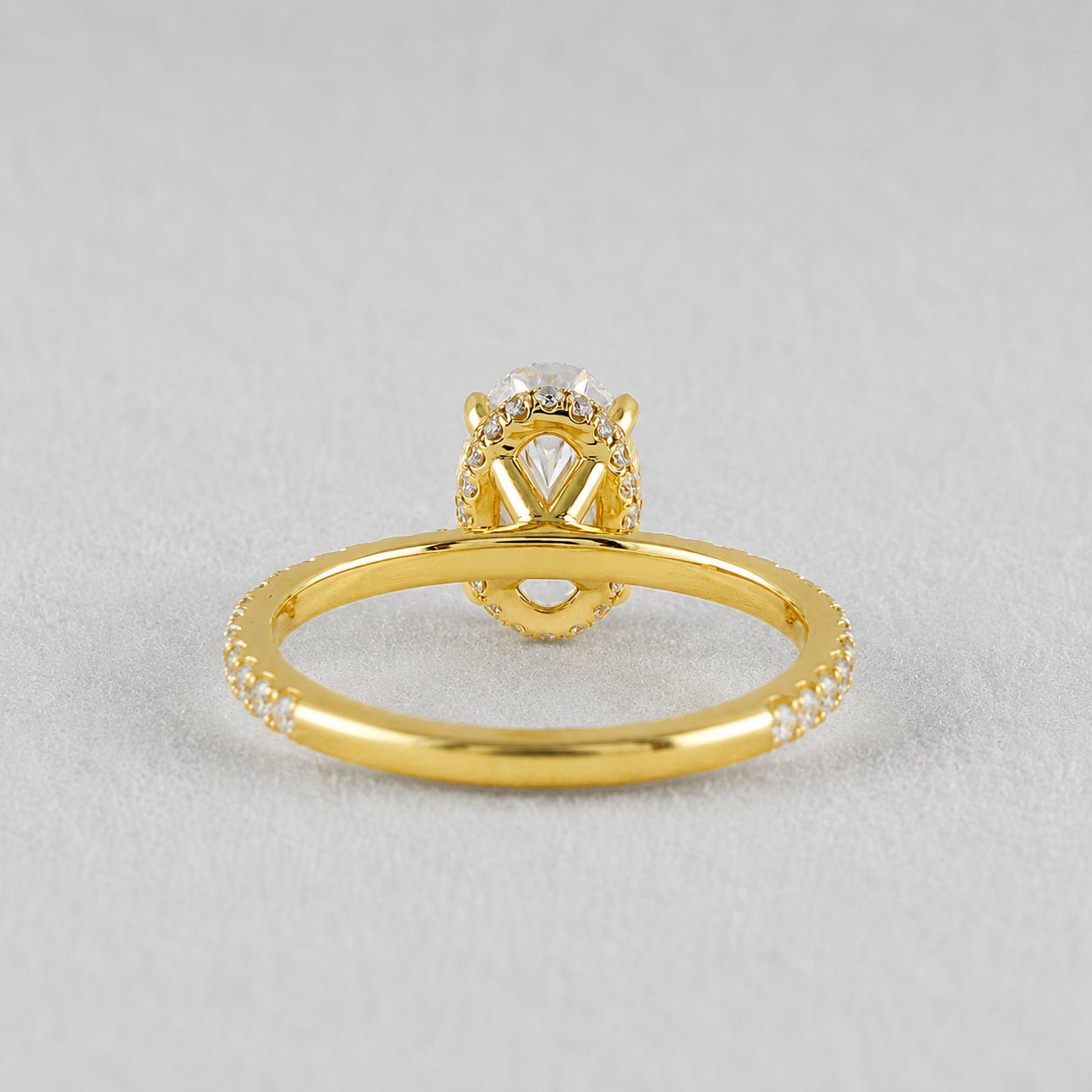 2 Ct Oval Lab Grown Diamond Hidden Halo Engagement Ring in 14K Yellow Gold - Riant Fine Jewelry LLC