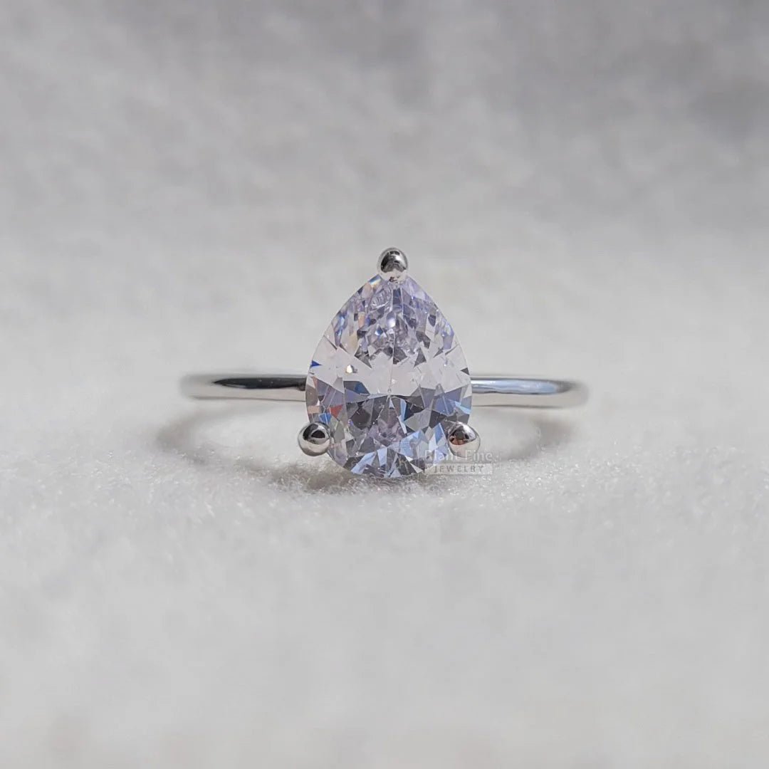 2 Ct Pear Shaped Diamond Solitaire Engagement Ring - Riant Fine Jewelry LLC