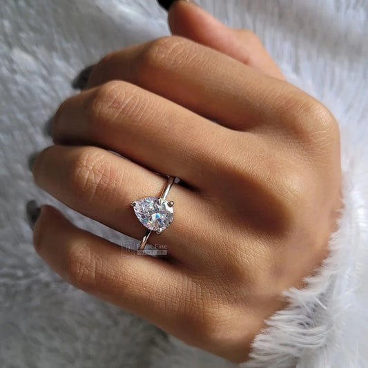 2 Ct Pear Shaped Diamond Solitaire Engagement Ring - Riant Fine Jewelry LLC