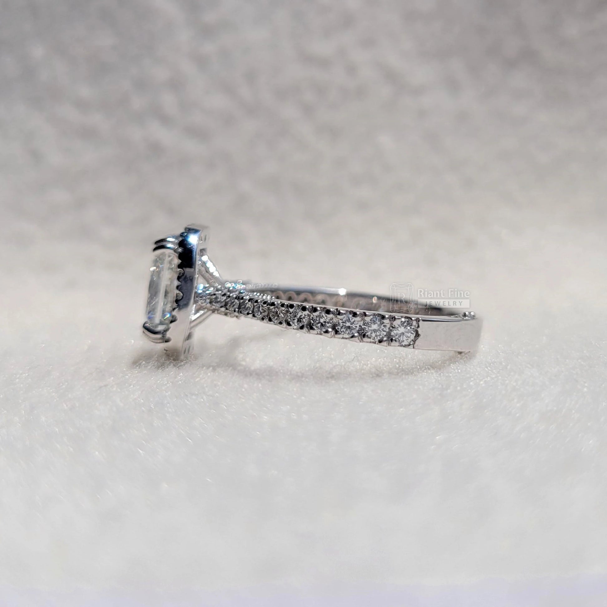 2 Ct Princess Lab Diamond Halo Engagement Ring - Riant Fine Jewelry LLC