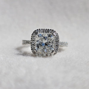 2 Ct Princess Lab Diamond Halo Engagement Ring