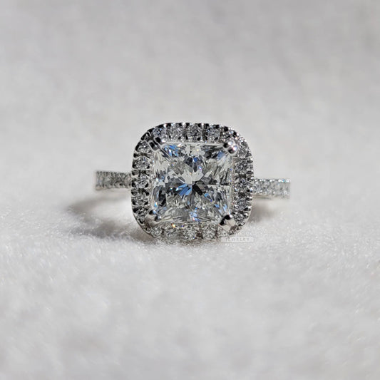 2 Ct Princess Lab Diamond Halo Engagement Ring - Riant Fine Jewelry LLC