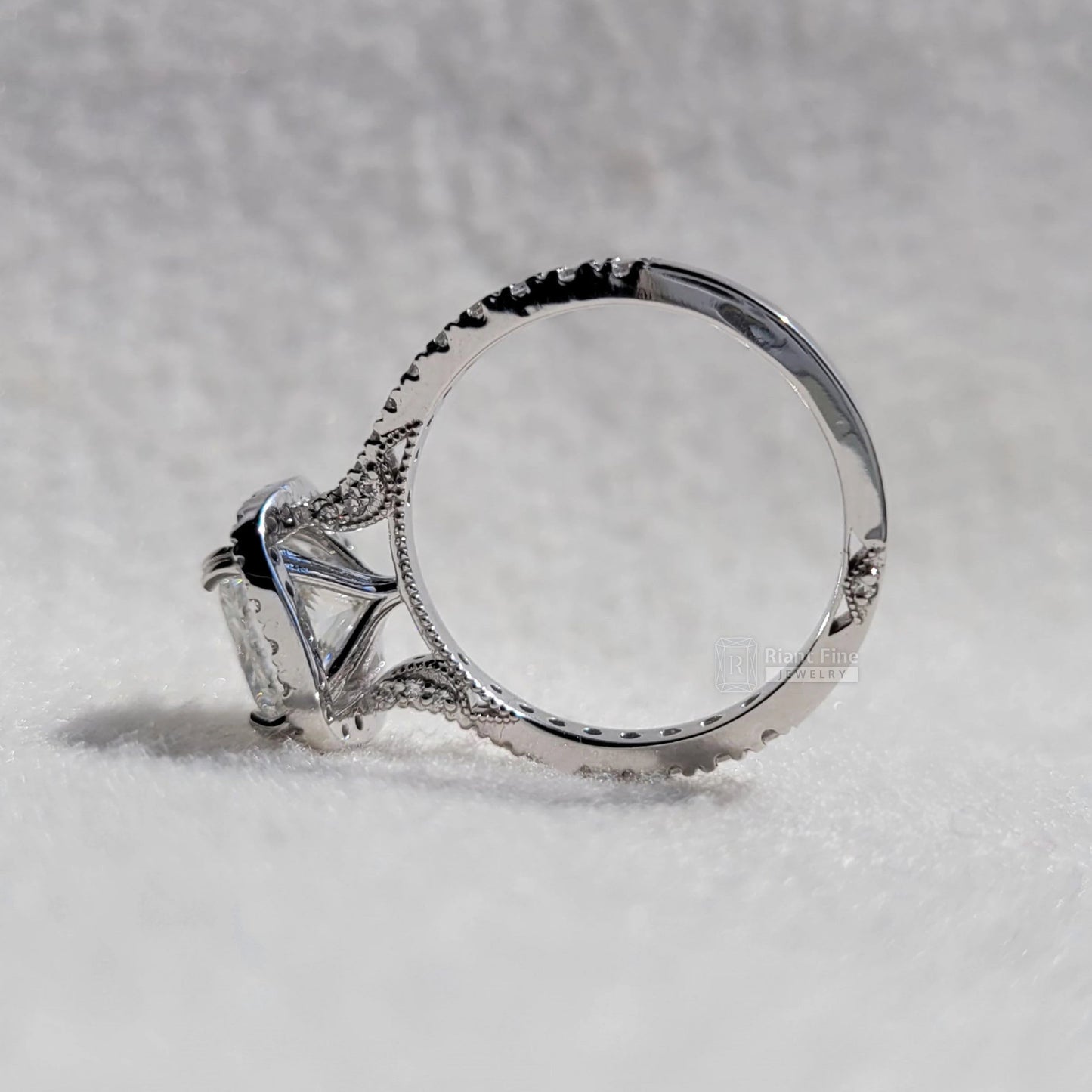 2 Ct Princess Lab Diamond Halo Engagement Ring - Riant Fine Jewelry LLC