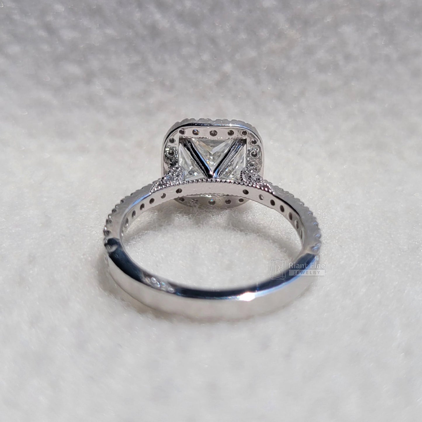 2 Ct Princess Lab Diamond Halo Engagement Ring - Riant Fine Jewelry LLC
