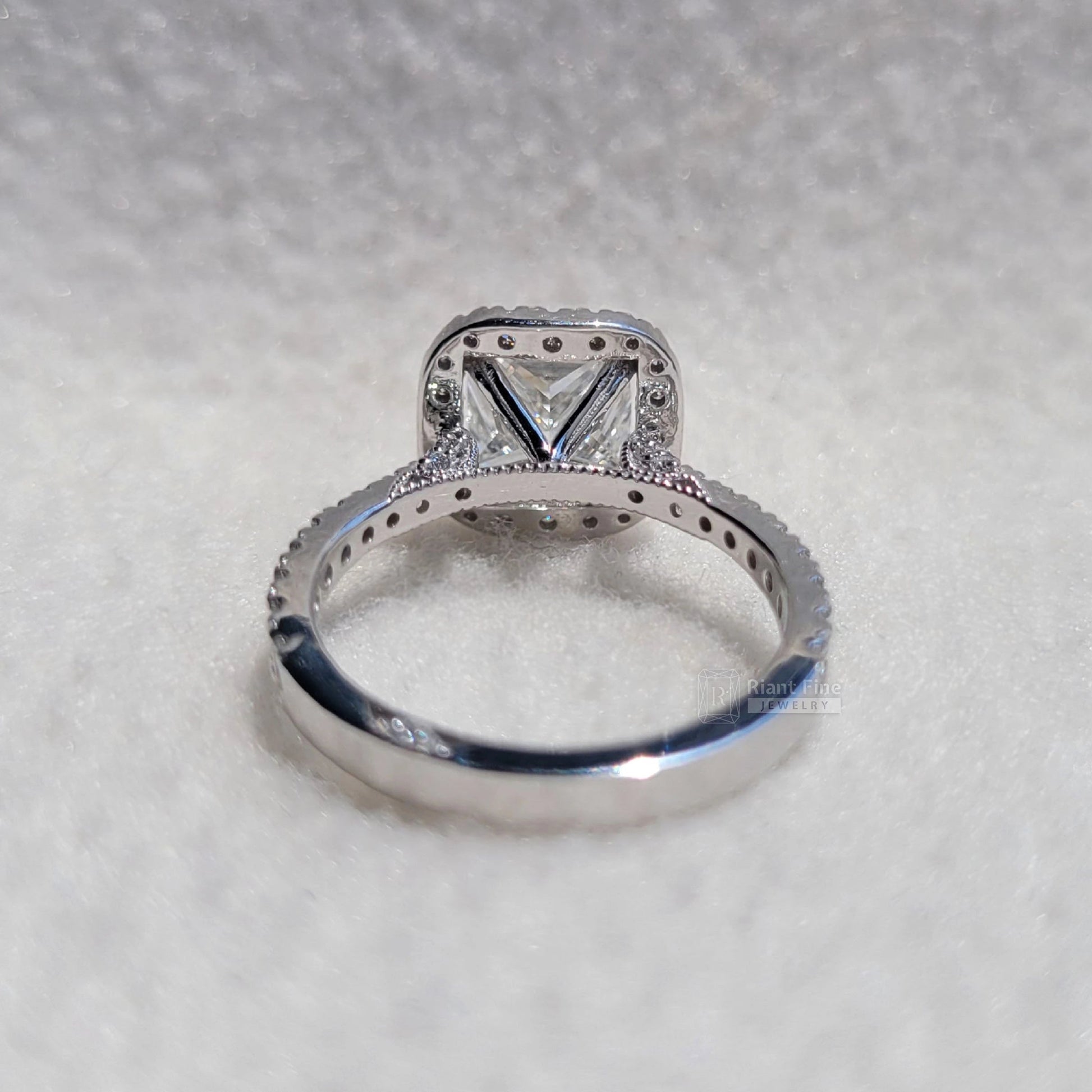2 Ct Princess Lab Diamond Halo Engagement Ring - Riant Fine Jewelry LLC