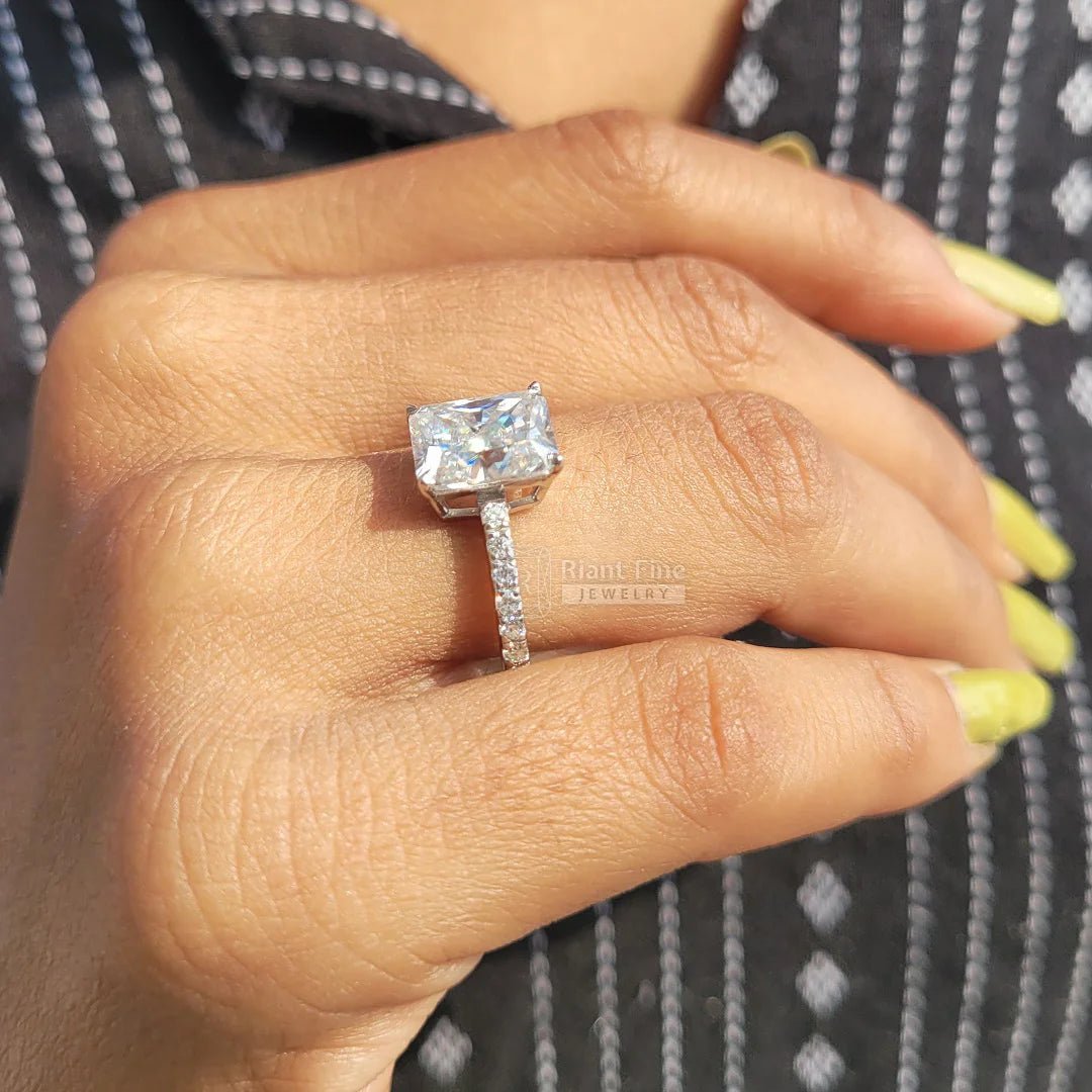 2 Ct Radiant Cut Diamond Gold Pave Engagement Ring - Riant Fine Jewelry