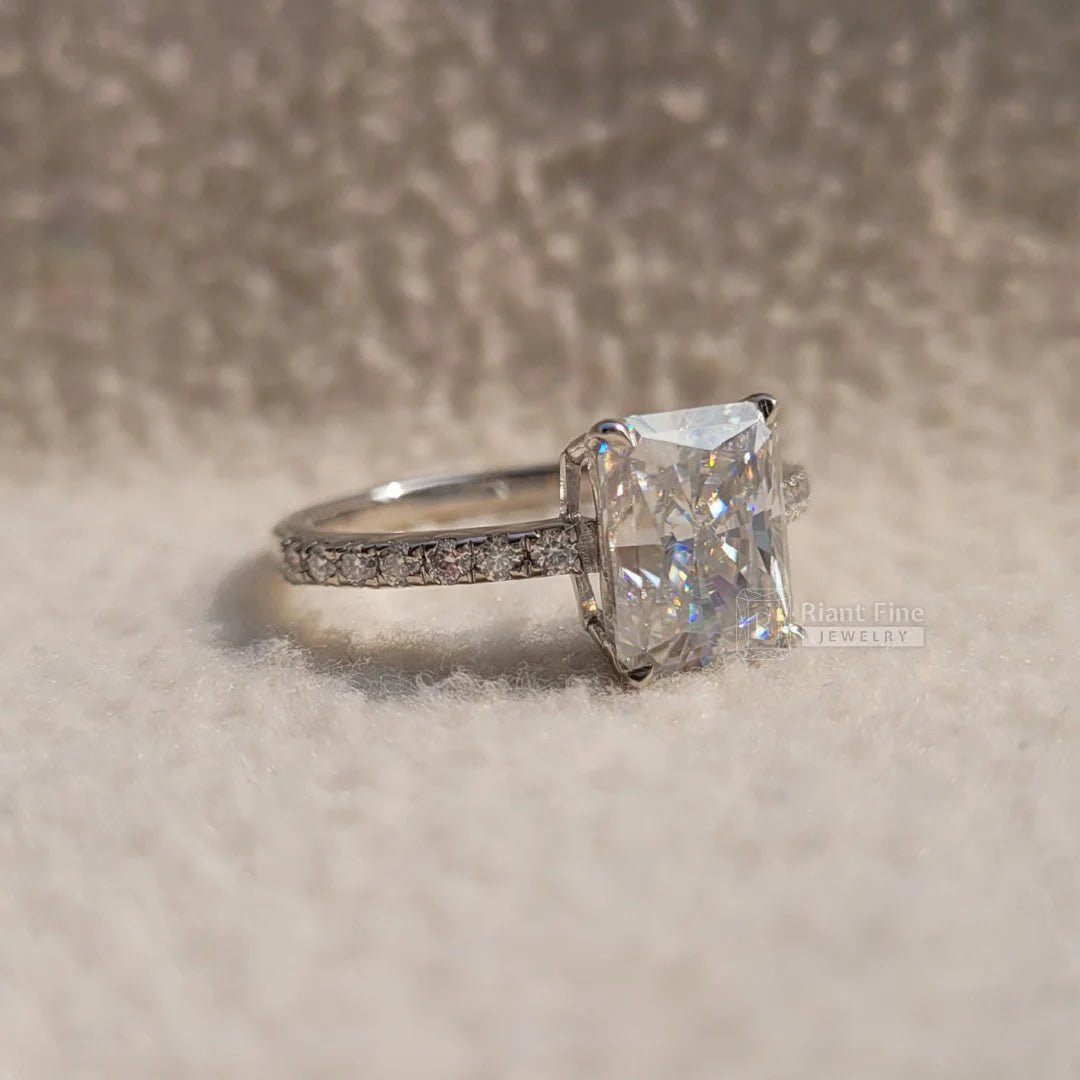 2 Ct Radiant Cut Diamond Gold Pave Engagement Ring - Riant Fine Jewelry