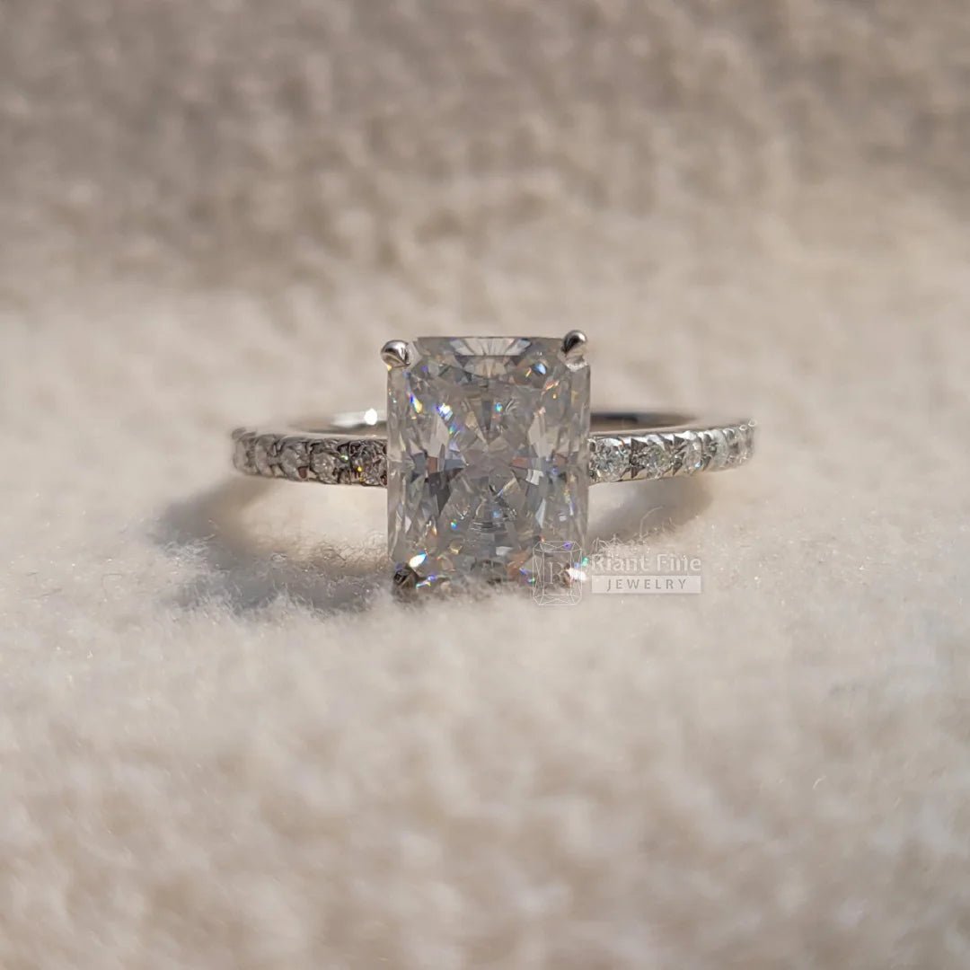 2 Ct Radiant Cut Diamond Gold Pave Engagement Ring - Riant Fine Jewelry