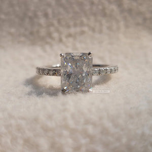 2 Ct Radiant Cut Diamond Gold Pave Engagement Ring