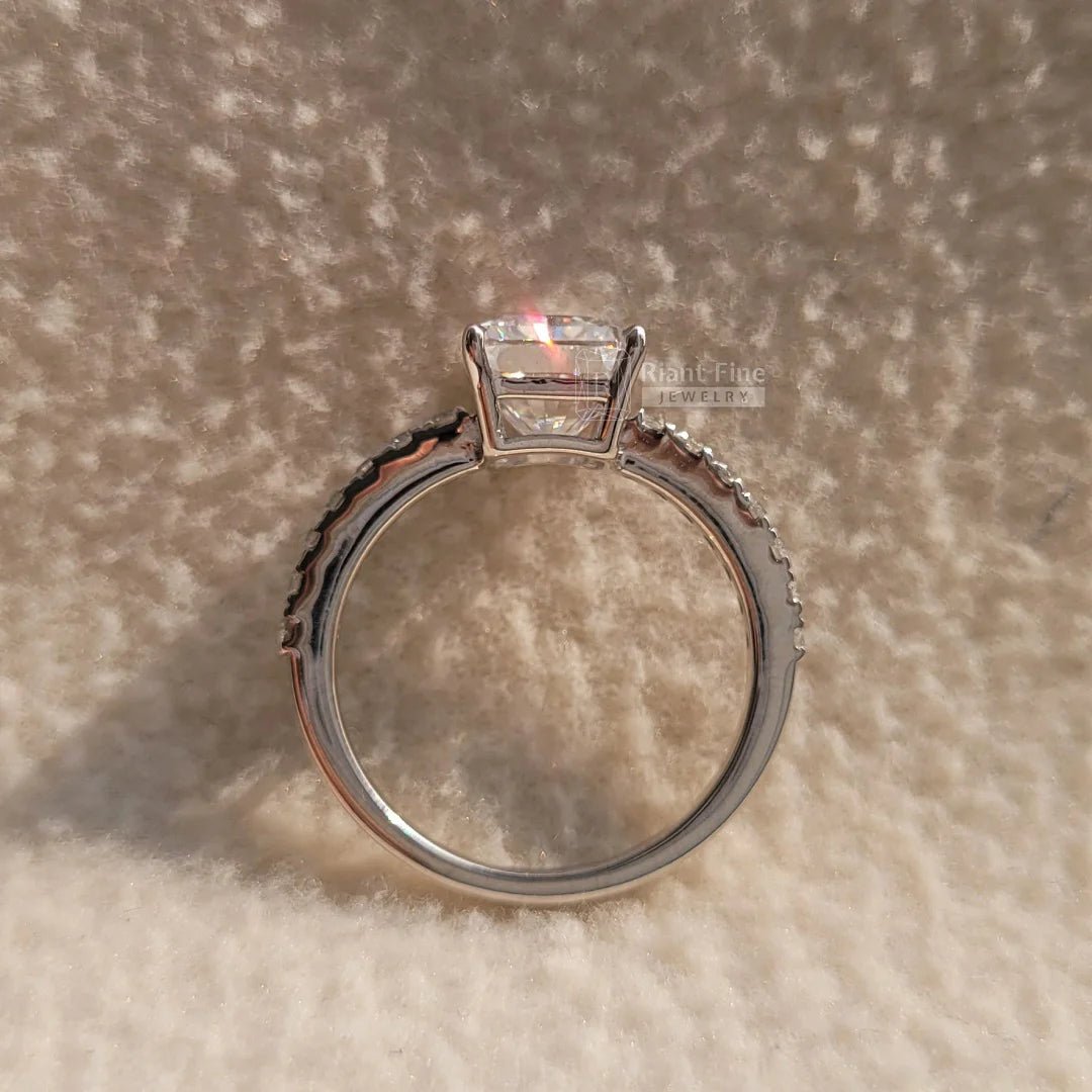 2 Ct Radiant Cut Diamond Gold Pave Engagement Ring - Riant Fine Jewelry