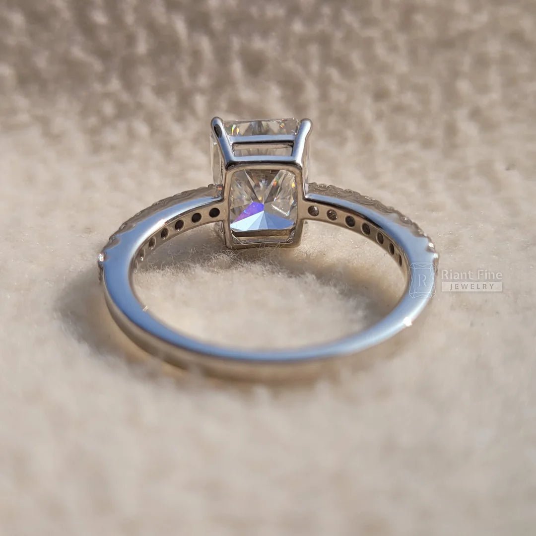 2 Ct Radiant Cut Diamond Gold Pave Engagement Ring - Riant Fine Jewelry