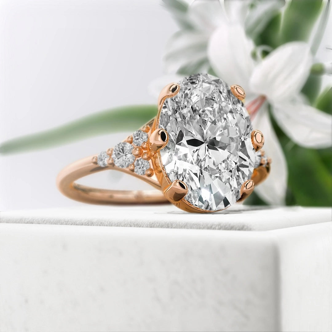 2.5-Ct-Oval-Shaped-Diamond-Unique-Engagement-Rings-Rose-Gold-Diamond-View