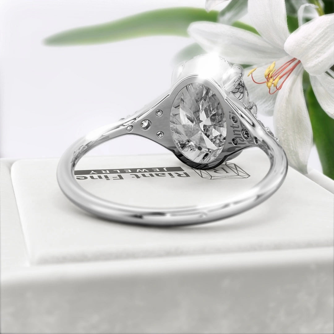 2.5-Ct-Oval-Shaped-Diamond-Unique-Engagement-Rings-White-Gold-Back-View