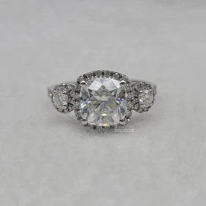 2.5 Ct Cushion Cut Diamond Halo Engagement Ring