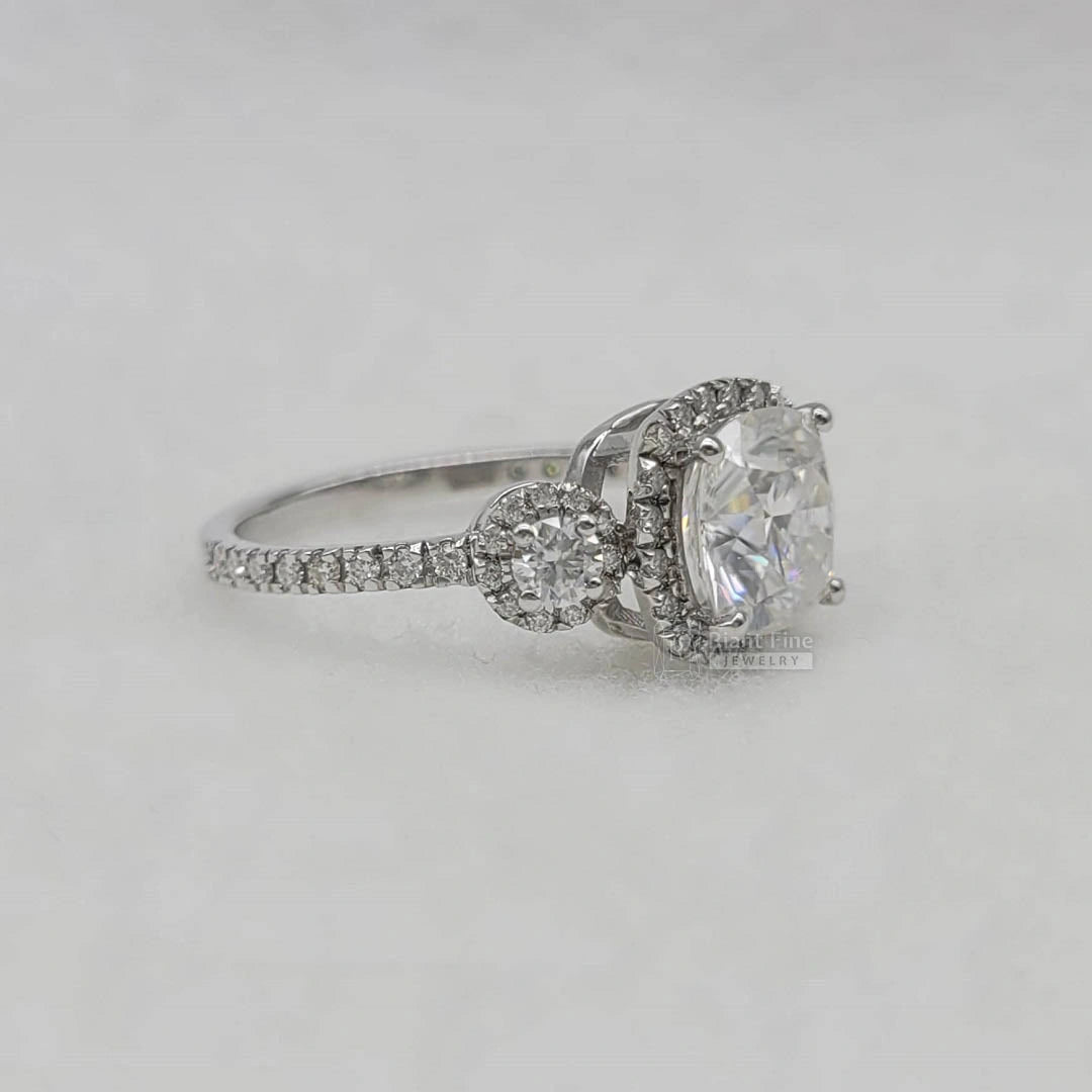 2.5 Ct Cushion Cut Diamond Halo Engagement Ring - Riant Fine Jewelry