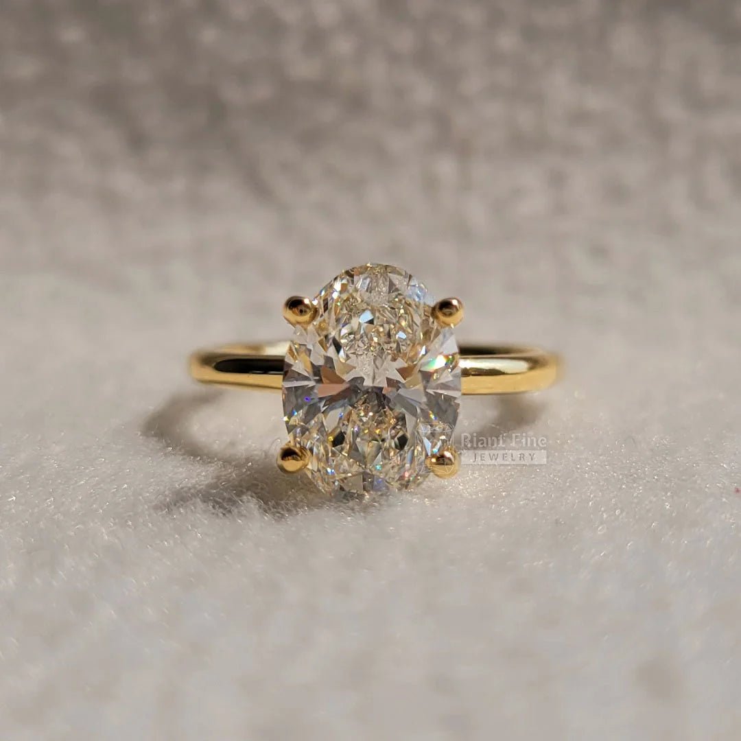 2.5 Ct Oval Diamond Engagement Ring In Yellow Gold - Riant Fine Jewelry