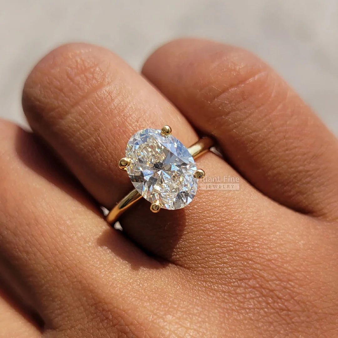 2.5 Ct Oval Diamond Engagement Ring In Yellow Gold - Riant Fine Jewelry