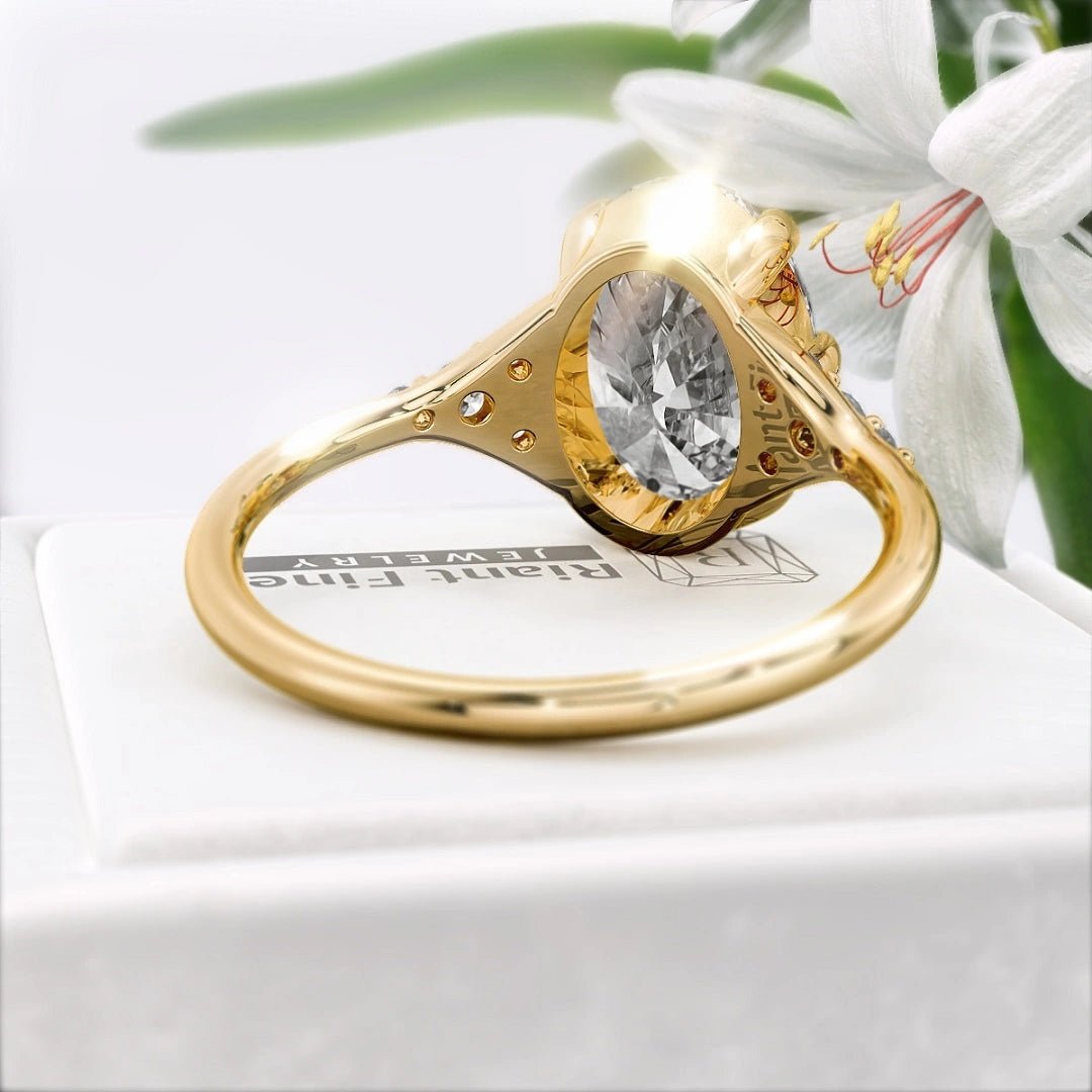 2.5 Ct Oval Shaped Diamond Unique Engagement Rings - Riant Fine Jewelry LLC