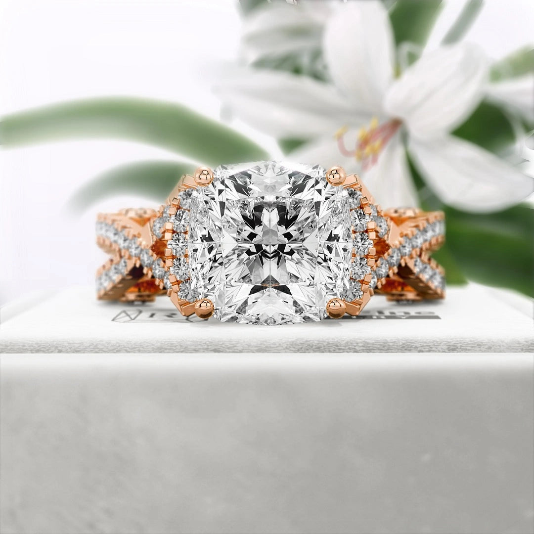 2-Ct-Cushion-Cut-Diamond-Engagement-Ring-14k-Rose-Gold-Front-View