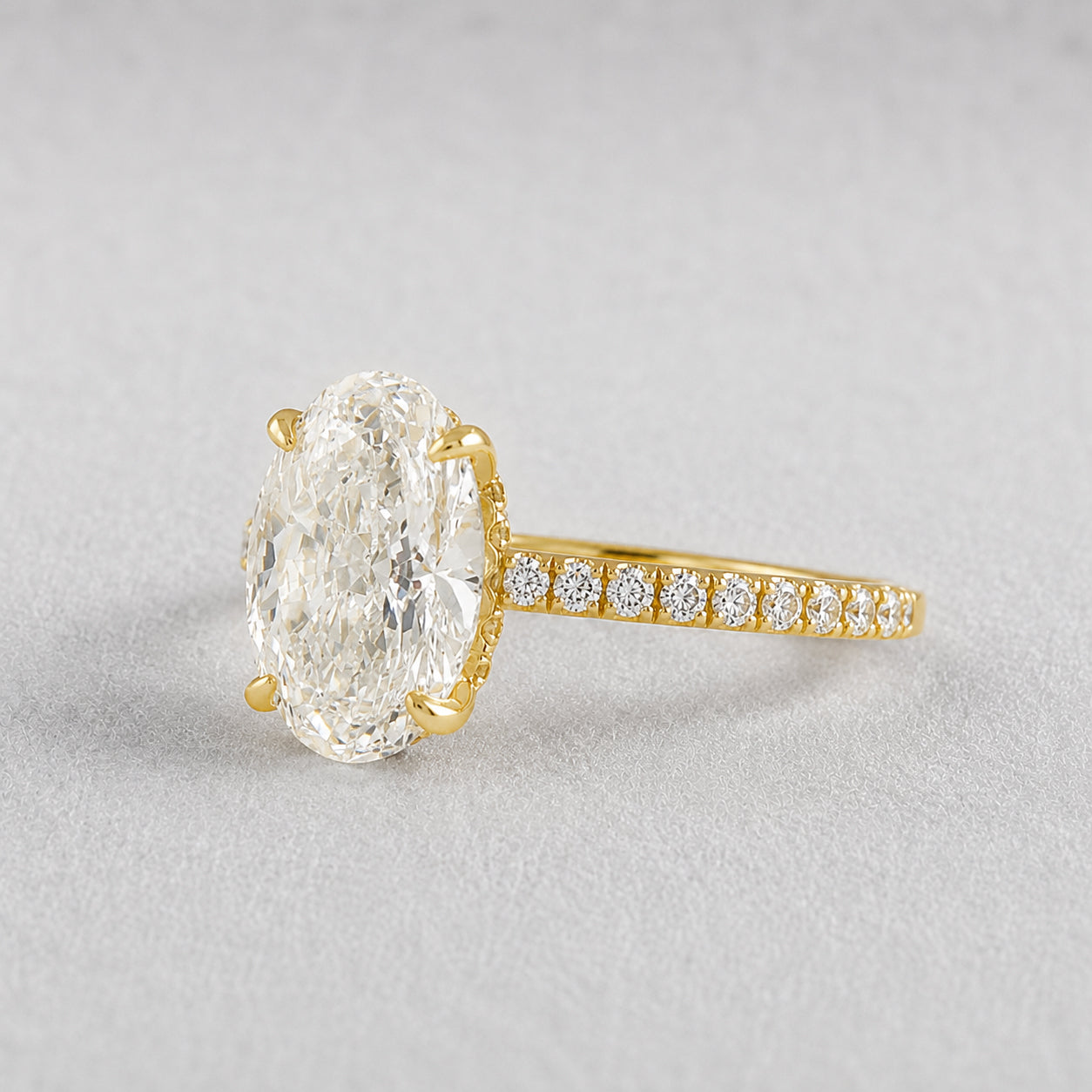 Oval Hidden Halo Diamond Ring