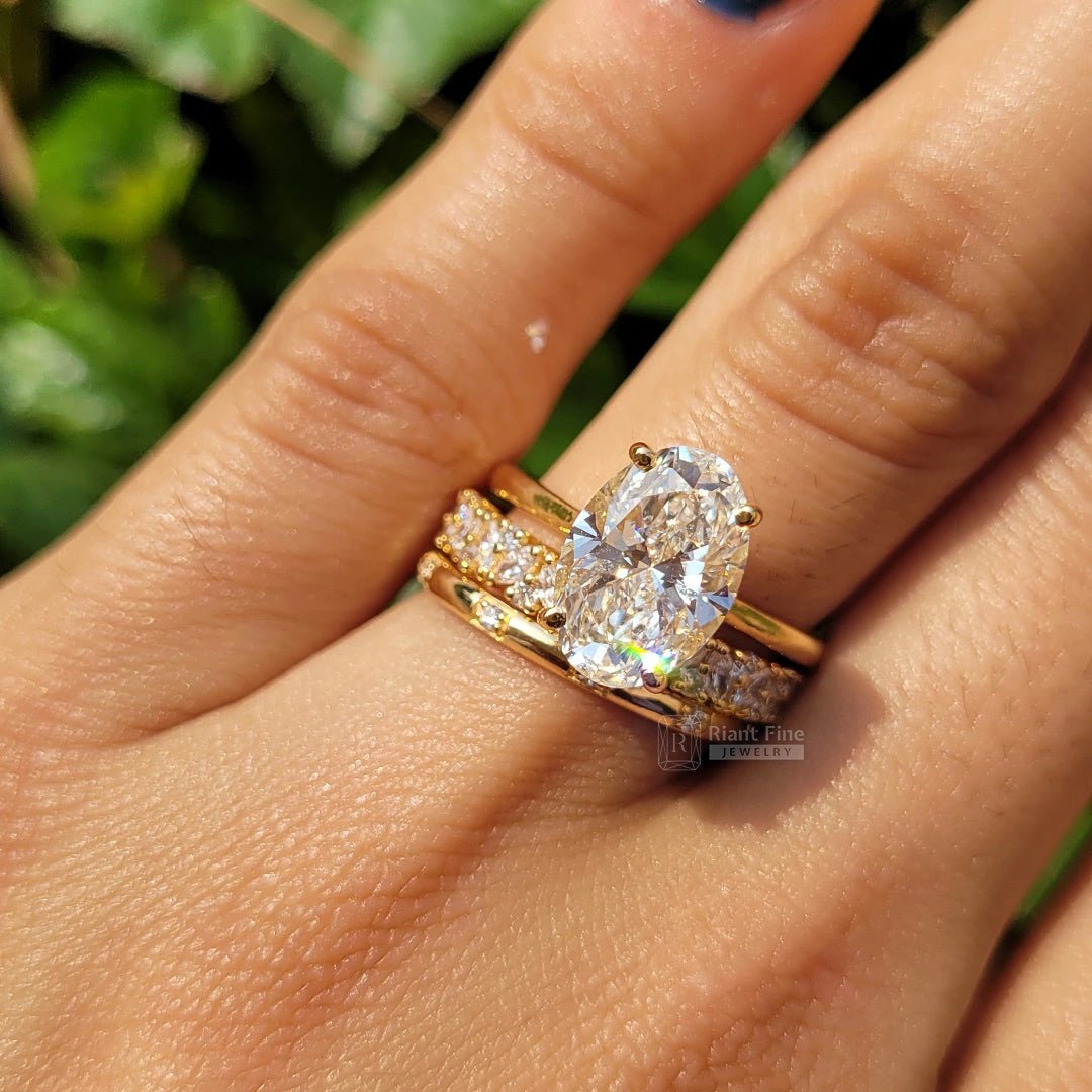 3 Carat Oval Diamond Engagement Ring Set in 14K Gold - Riant Fine Jewelry