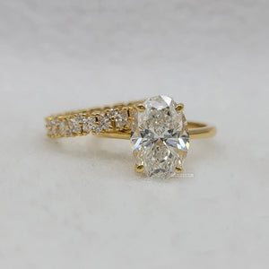 3 Carat Oval Diamond Engagement Ring Set in 14K Gold