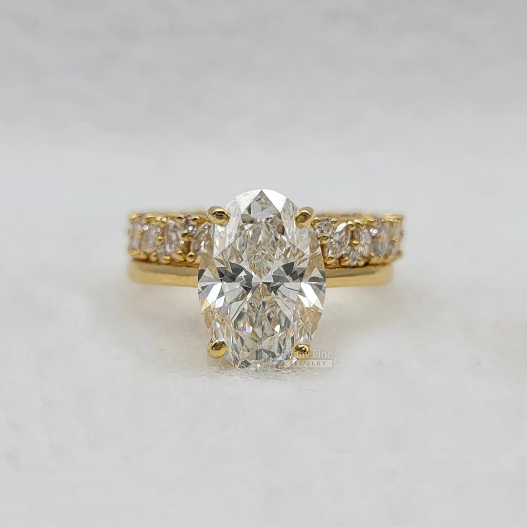 3 Carat Oval Diamond Engagement Ring Set in 14K Gold - Riant Fine Jewelry