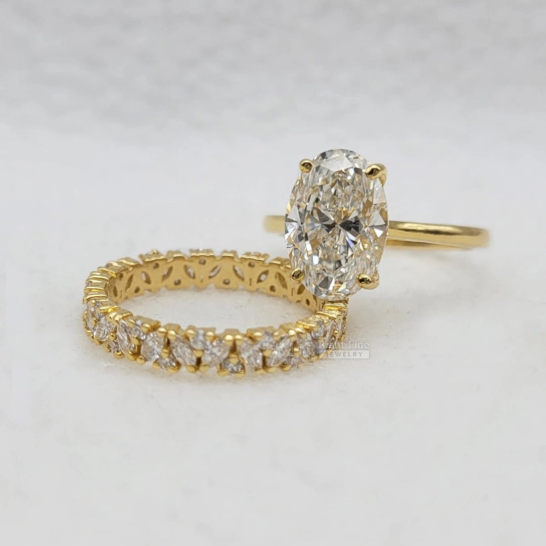 3 Carat Oval Diamond Engagement Ring Set in 14K Gold - Riant Fine Jewelry