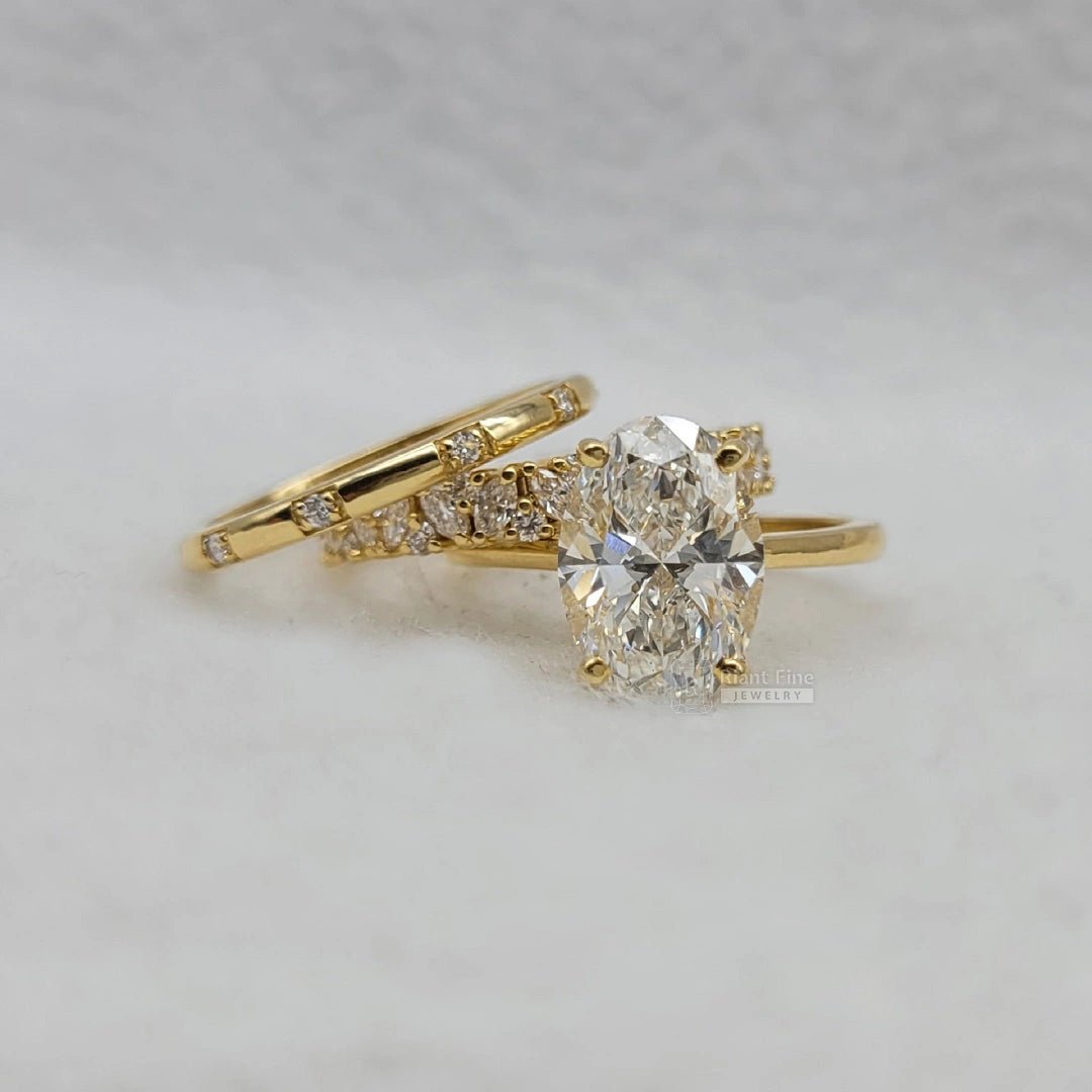 3 Carat Oval Diamond Engagement Ring Set in 14K Gold - Riant Fine Jewelry
