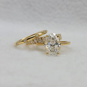 14K Gold 3 Carat Oval Diamond Engagement Ring Set for Women