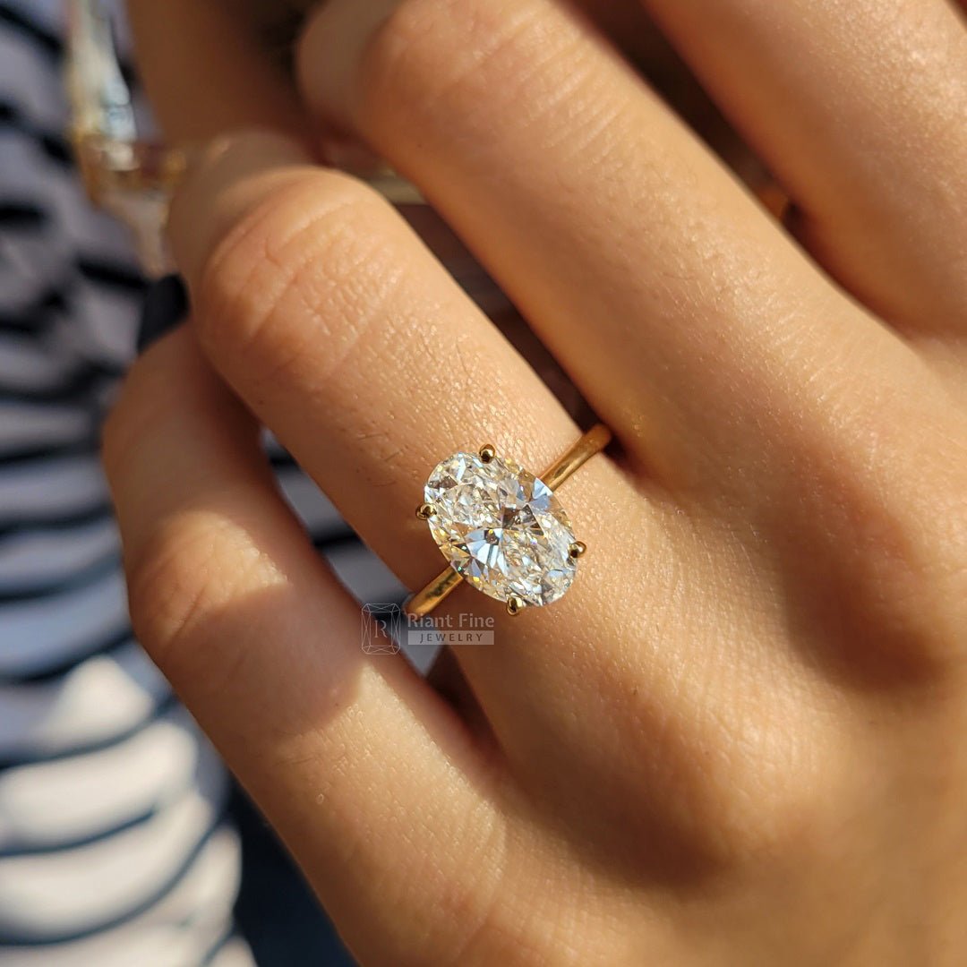 3 Carat Oval Diamond Ring in 14K Solid Gold - Riant Fine Jewelry