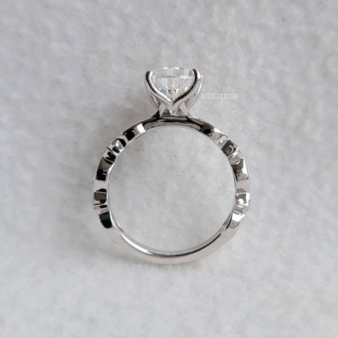 3 Carat Pear Cut Lab Diamond Unique Engagement Ring - Riant Fine Jewelry LLC