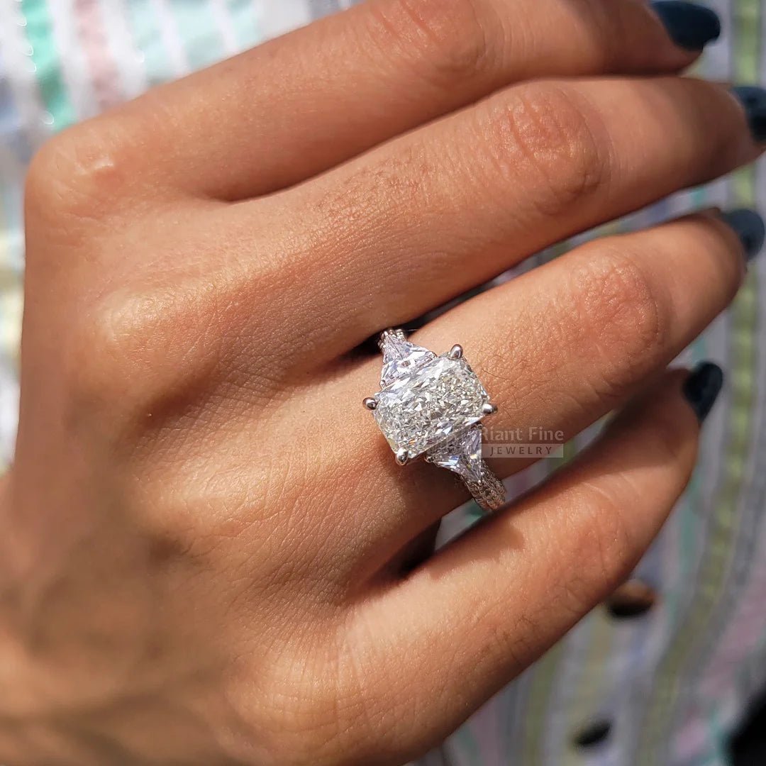 3 Carat Radiant Cut Lab Diamond Vintage Wedding Ring - Riant Fine Jewelry LLC